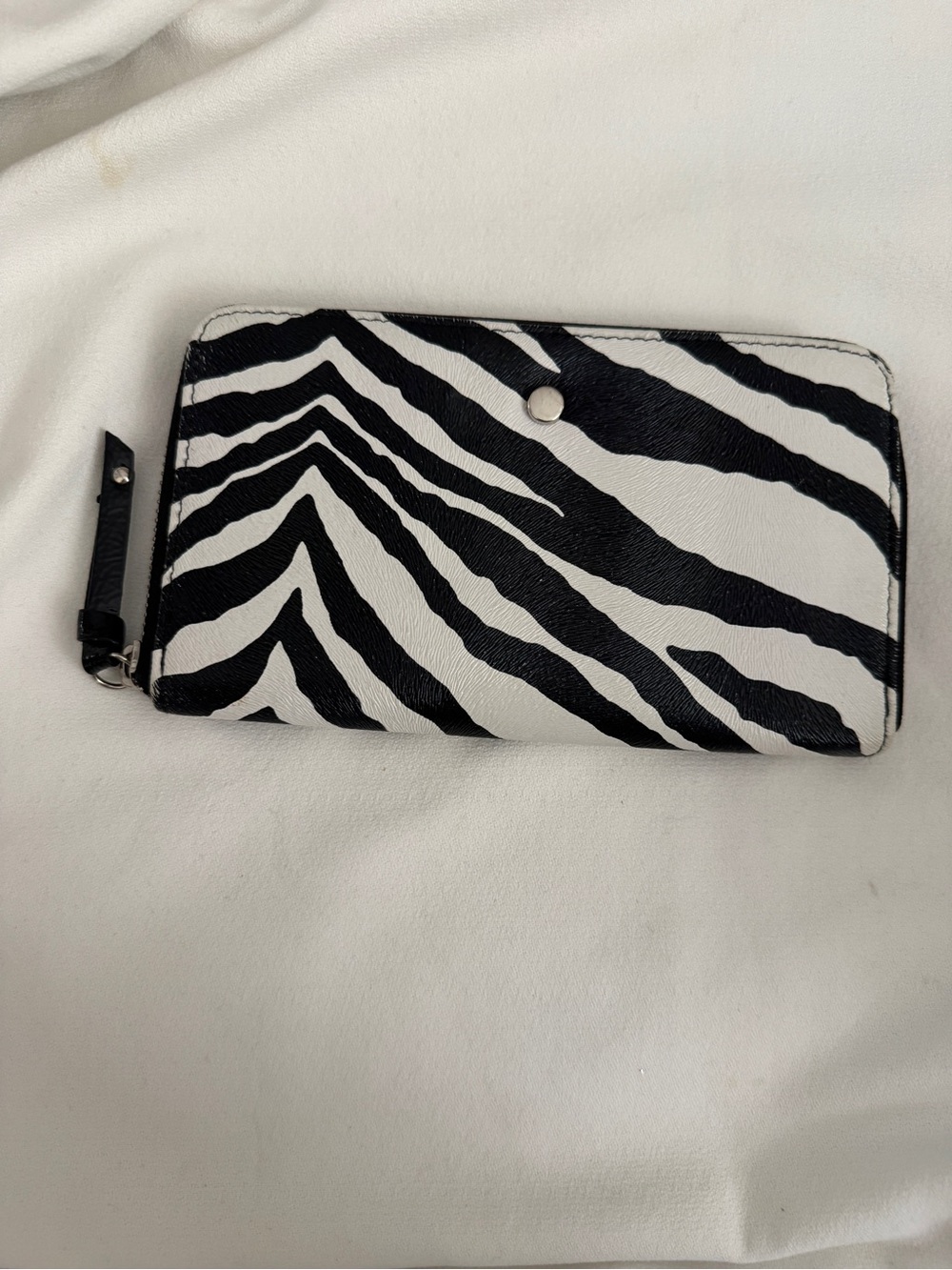 Zebra Print Zip-Around Wallet - Black & White